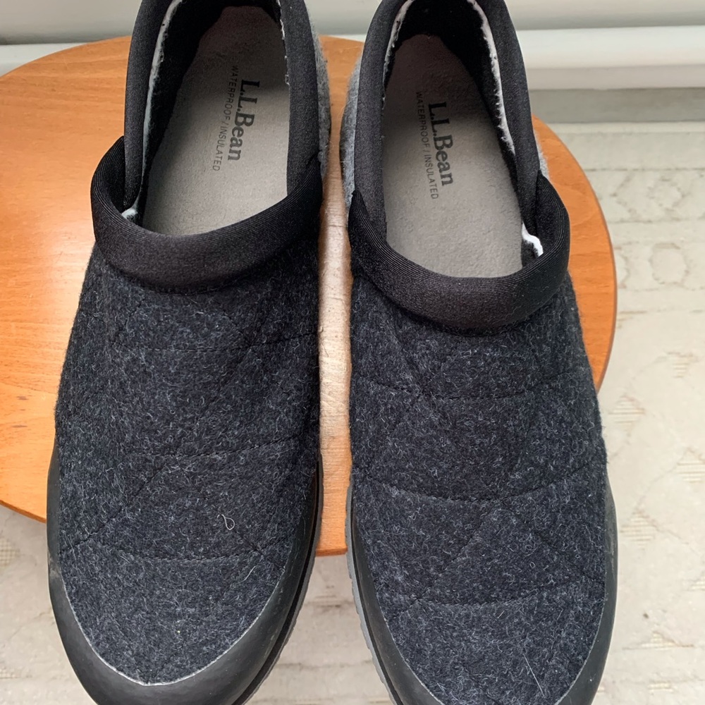LL Bean Men 11 Shoes Black Fleece Slip On Loafers